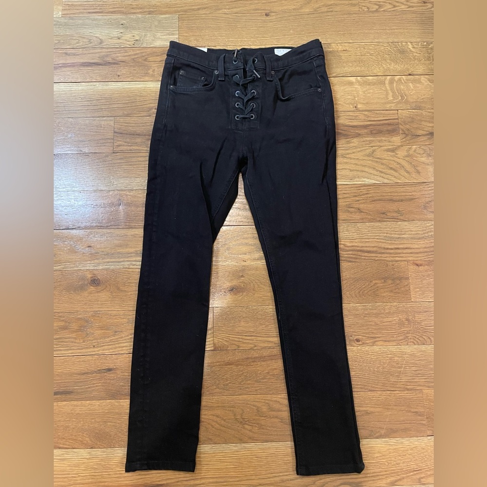 Rag & Bone Black Laced Up Skinny Jeans Size 26